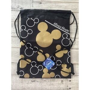 Disney Mickey Mouse Gold & Black‎  Cinch Sack / Drawstring Backpack / Bag - NEW